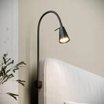 LED-Wandlampe Tuso, schwarz, Bettmontage, Metall