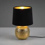 Tischleuchte Sophia mit Keramikfu&szlig;, schwarz/gold