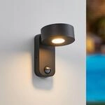 LED-Au&szlig;enwandlampe Palosco, schwarz H&ouml;he 17 cm Metall Sensor