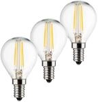LED-Tropfenlampe E14 4W 2.700K Filament 3er Set