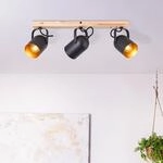Deckenstrahler Tronte, L&auml;nge 57,5 cm, schwarz/gold, 3-flg.