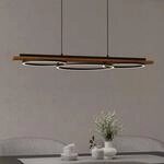 LED-Pendellampe Boyal, braun, L&auml;nge 101 cm, Holz, 3-flg.
