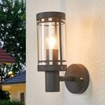 Lindby Au&szlig;enwandlampe Djori, 28cm, anthrazit, Edelstahl, E27