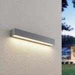 Lucande LED-Au&szlig;enwandlampe Lengo, 50cm, silber, down, 3.000K