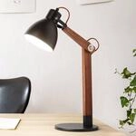 Tischleuchte Sveva aus Holz, schwarz/walnuss