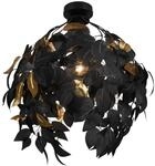 Deckenlampe Leavy, &Oslash; 38 cm, schwarz/gold, Kunststoff