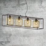 H&auml;ngeleuchte Caydo, schwarz matt/gold, L&auml;nge 110 cm, 4-flg.