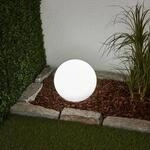 Lindby LED-Solarlampe Lago, &Oslash; 25 cm, Kugel, Erdspie&szlig;, wei&szlig;