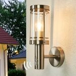 Lindby Au&szlig;enwandlampe Djori, Sensor, aluminiumfarben, E27