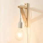 Holz-Wandleuchte Fix, Fassung wei&szlig;