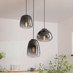 H&auml;ngelampe Aguilares, Rauchglas, 3-flammig Rondell