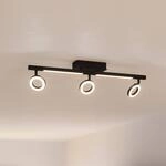 LED-Deckenspot Cardillio 2 schwarz mit drei Ringen