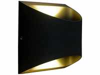 LED-Außenwandlampe Dodd, schwarz, Aluminium, halbrund