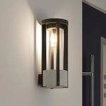 Lucande Au&szlig;enwandlampe Overa, grau, Metall, 42 cm, IP44, E27