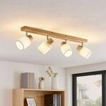 Lindby Deckenstrahler Wanessa, 67cm, 4-flg., Holz, wei&szlig;, E14