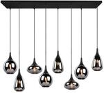 H&auml;ngeleuchte Lumina, 8-flammig, schwarz/chrom, Glas
