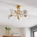 Lindby Deckenlampe Elaina, &Oslash;50cm, 5-flg., messing, Glas, E14