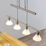 Lindby Pendellampe Delira, 4-flg. nickel, h&ouml;henverstellbar