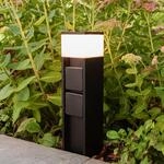 LED-Sockelleuchte MAINS, schwarz, 37 cm, IP54, 2 Steckdosen