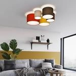 Lindby Deckenleuchte Laurenz, 5-flg., rot/gelb, Textil