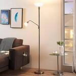 Lindby Deckenfluter Jost, 180 cm, nickelfarben, Leselicht