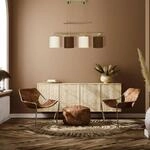 H&auml;ngelampe Tilde, Textilschirme, 4fl, braun/beige