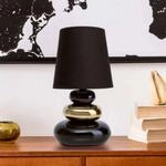 Tischleuchte Stoney, Keramikfu&szlig; und Textilschirm