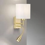 Wandlampe Dreamer LED-Lesearm messing/Chintz wei&szlig;