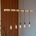 Lindby H&auml;ngeleuchte Rom, 5-flg., Holz, Seil, schwarz, 116 cm