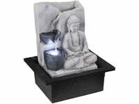 GLOBO Lighting Globo ALBERT Brunnen mit Buddha Kunststoff Grau, 1xLED 93019