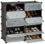 relaxdays Schuhschrank mit 10 F&auml;chern 90 x 94 x 36,5 cm schwarz