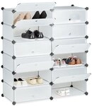 relaxdays Schuhschrank mit 12 F&auml;chern 108 x 94 x 37 cm transparent