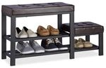 relaxdays Schuhbank mit Hocker dunkelbraun braun, 90.5x50 cm