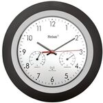Mebus Funk-Wanduhr mit Thermometer und Hygrometer 19449 &Oslash; 30 cm schwarz schwarz, 30