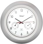 Mebus Funk-Wanduhr mit Thermometer und Hygrometer 19450 &Oslash; 30 cm silberfarben silber,
