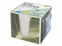 Recycling Zettelbox mit 650 Notizzetteln 90x90mm weiß, folia, 9.5x9.5x9.5 cm