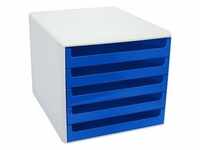 Schubladenbox mit lichtgrauer Hülle blau, M und M, 28.4x26x35.9 cm