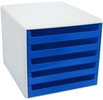 M und M Schubladenbox mit lichtgrauer H&uuml;lle blau, 28.4x26x35.9 cm