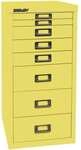 Bisley Schubladenschrank &raquo;MultiDrawer&laquo; A4, einbahnig, 8 Sch&uuml;be gelb, 27.9x59x38 cm