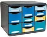 EXACOMPTA Schubladenbox Bee Blue &raquo;Multi Store&raquo; 11 Sch&uuml;be mehrfarbig, 35.5x27.1x27