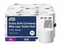 Toilettenpapier »Midi-Rollen hülsenlos extra weich T7« 3-lagig 18 Rollen...