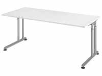Schreibtisch »Z-Line« 180 cm Gestell silberfarben weiß, HAMMERBACHER, 180x82x80 cm