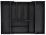 relaxdays Besteckkasten ausziehbar aus Bambus bis 58 cm breit schwarz