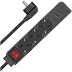 Hama 3-fach Steckdosenleiste &raquo;USB 3,4 A&laquo; (schwarz) schwarz, 23.5x4x4.5 cm