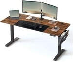Songmics elektrisch h&ouml;henverstellbarer Schreibtisch 160,0 cm C-Fu&szlig; braun,