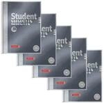 Brunnen 5x Collegeblock &raquo;Student Premium anthrazit&laquo; A4 kariert 5 x 5 mm grau