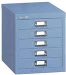 Bisley Schubladenschrank &raquo;MultiDrawer&laquo; A4, einbahnig, 5 Sch&uuml;be blau, 27.9x32.5x38