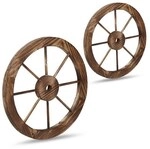 relaxdays 2er-Pack Wagenr&auml;der aus Holz braun