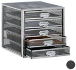 relaxdays Schubladenbox A4 mit 5 F&auml;chern silber