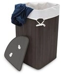 relaxdays Eckw&auml;schekorb Bambus 60 l Schwarz